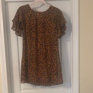 Leopard Print Mini Dress in Brown